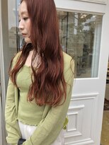ヘアデザイン ソラ(Sola) アプリコットオレンジ暖色系 なみなみウェーブロング