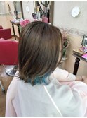 ミディアボブ×ターコイズブルー