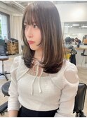 ミディアム顔周りレイヤーおくれ毛前髪万代新潟