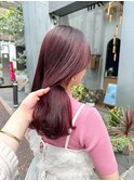 ブリーチなしのワンカラーでピンクに