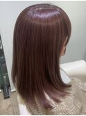 ダブルカラーピンクベージュベージュカラーケアブリーチレイヤー