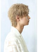 ブリーチパーマ　波巻き　センターパート