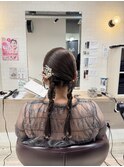 お呼ばれアレンジ ヘアセット タイトアレンジ ツインアレンジ