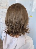 柔らかウェーブ/オリーブグレージュ/アッシュベージュ/大人ボブ