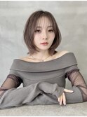 イメチェン ボブ 外ハネボブ 美髪 ホワイトブロンド 韓国