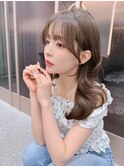 結べるレイヤーカット/グレージュブラウン/韓国巻き/顔周り