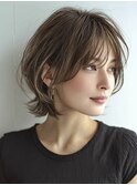 ミセスショートボブ白髪ぼかし脱白髪染め40代50代60代♪