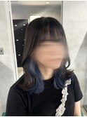 ブルーインナーカラー/船橋/くすみベージュ/細めハイライト