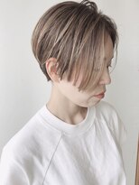 【モリオ原宿】外国人風ハイライトハンサムショート前髪なし