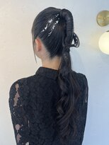 個性派タイトヘア　タイトポニー　金箔　銀箔　ヘアセット