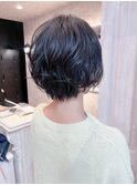 福山人気ニュアンスパーマゆるふわパーマくびれショート骨格補正