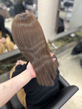 ペレ 栄店(PELE) デザインカラー/レイヤーカット/ウェットヘア/オリーブベージュ