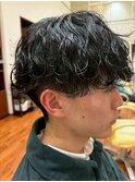 ソフトツーブロック王道ナチュラルアッシュ細束刈り上げパーマ