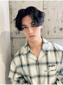 波巻き束感ツーブロックマッシュセンターパート