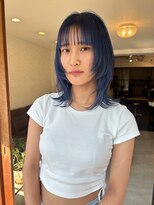 フローレン(FLOREN)&nbsp;ダブルカラー/ネイビーブルー×レイヤースタイル