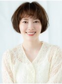 大人かわいい暗髪アースカラー丸みマッシュパーマe古河30代40代