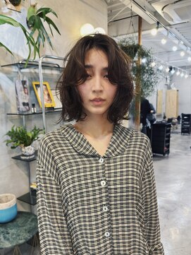 ヒュージ 三軒茶屋(huge) レイヤーボブ/くせ毛風パーマ/フレンチボブ/顔周り/20代30代