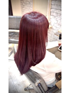ヘアーアートシフォン 川口東口店(hair art chiffon) ワンホンレイヤー×チェリーレッドのロングレイヤー