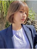 ミルクティーベージュ/レイヤーボブ/韓国巻き/顔周りカット/
