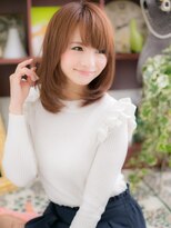 カバーヘア ブリス 上尾西口店(COVER HAIR bliss)&nbsp;オレンジカラー斜めバング小顔艶カラーロブ上尾20代30代40代ａ!