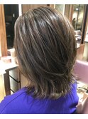 【藤田】大人バレイヤージュで作るグレージュカラー
