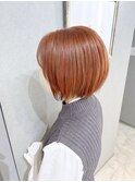 ビタミンオレンジカラー×ショートボブ