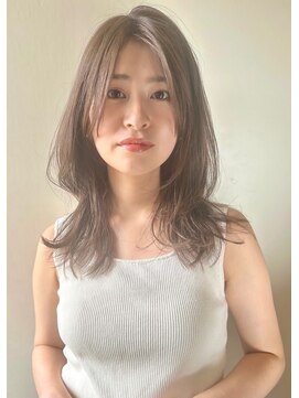 ガーデン オオタカノモリ(garden otakanomori) 20代30代40代斜めバング×グレージュカラー×切りっぱなしi