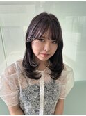 ラベンダーグレージュ×顔周りレイヤースタイル