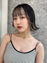 デザインカラー黒髪インナーカラーベージュフェイスフレーミング
