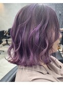 パープル　バレイヤージュ　グラデーション　大和八木