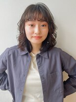 パーマ イメチェン ブルーブラック レイヤー ニュアンス