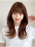 2wayバング 韓国前髪 シースルー ミディアム くびれヘア　顔周り