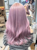 サンク 原宿 表参道(cinq) ★ミディアムレイヤーカット長めボブミルクティーピンクベージュ