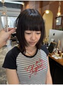 透明感ケアカラー顔まわりウルフレイヤーカットミディアムヘア