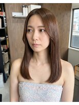 零秒女髪 千里丘店 美髪まとまり艶カラーの上品セミロング髪質改善艶髪大人女性艶感