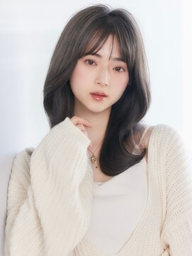 フォンズ(FONS) 流れる顔まわりカット×韓国ヘア 7トーン 暗め透明感ツヤカラー