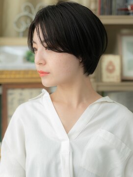 カバーヘア イヴ 戸頭店(COVER HAIR EVE) アッシュブラック前下がり前髪なしショートc5戸頭20代30代40代