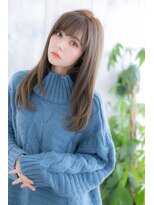 ミック 日暮里店(miq)&nbsp;シースルーバングｘチャコールグレー大人ロングレイヤーb1