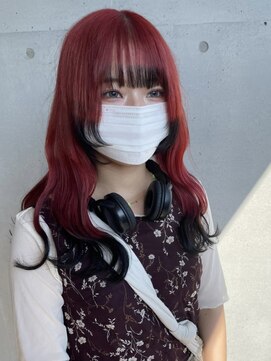 ゲーム 吉祥寺店(GAME) ダブルカラー赤髪ミルクティーベージュカラーケアブリーチ韓国