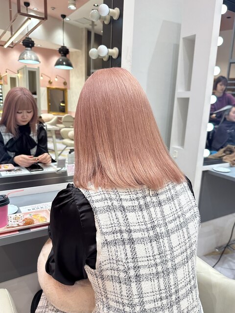 ピンクカラー/ピンクベージュ/ハイトーンピンク/髪質改善カラー