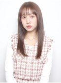 ロング20代30代明るめオリーブベージュ前髪あり前髪なしぱっつん