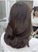 ◎美髪オリーブグレージュレイヤーロングセミディ