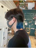 透明感ブリーチダブルカラーブルーエンドカラーミディアム