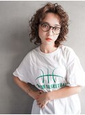 ボブ/くるくるパーマ/かきあげ/マロンベージュ/髪質改善/20代