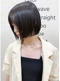 札幌ボブ 大人かわいい黒髪あごラインぱつっとボブ