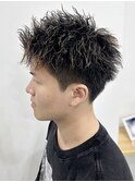 刈り上げボックススパイキーショートツイストスパイラルパーマ