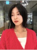 大人外ハネボブレイヤー前髪なし暗髪ブルーブラック銀座