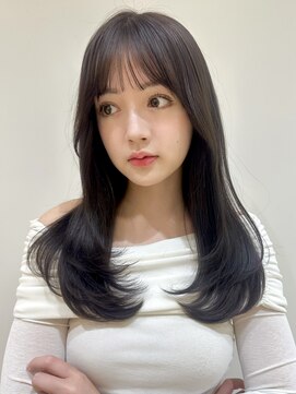 バイオレット ヨコハマ(Violet Yokohama) レイヤーカットくびれヘアぱっつん前髪ショコラブラウンKA-64
