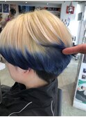 ブロンド ブルー ブリーチカラー 裾カラー エンドカラー