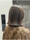 ラテグレージュ顔周りレイヤーボブ韓国巻き結べるレイヤーカット